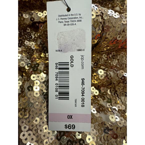 Worthington Woman 0X (XL) Gold Sequin Below Knee Skirt W Black Elastic Waistband - Picture 6 of 6